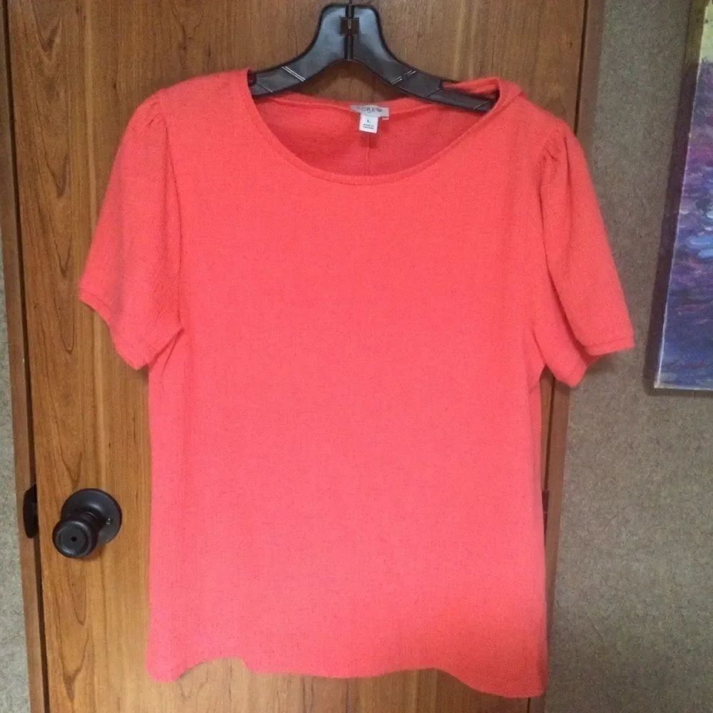 NWOT. J Crew Coral Short Sleeve Blouse Women’s L